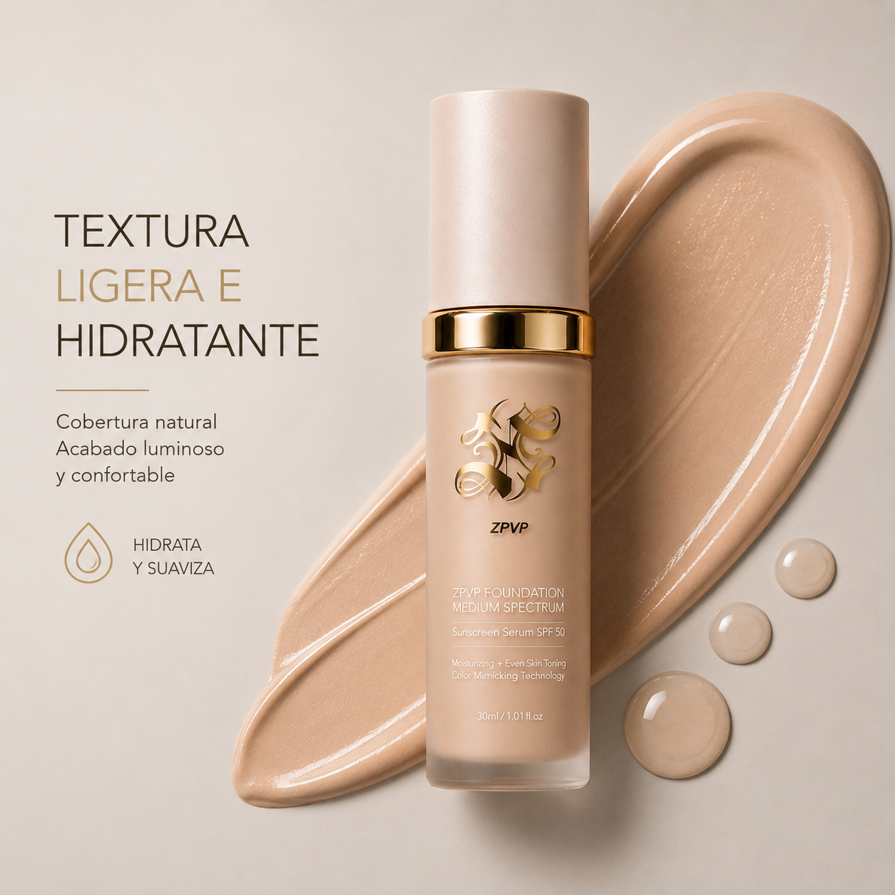 Base de Maquillaje AntiEdad con SPF 50 - Se Adapta a tu Tono de Piel