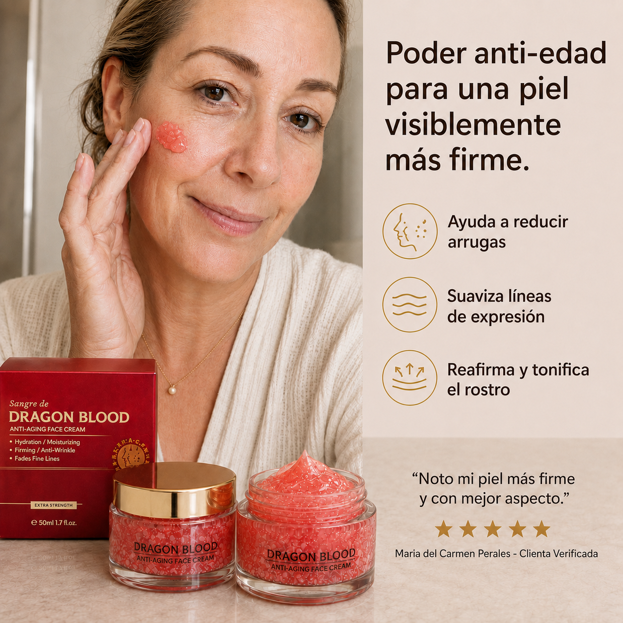 Crema AntiEdad Sangre de Dragón – Reafirma la Piel y Suaviza Arrugas