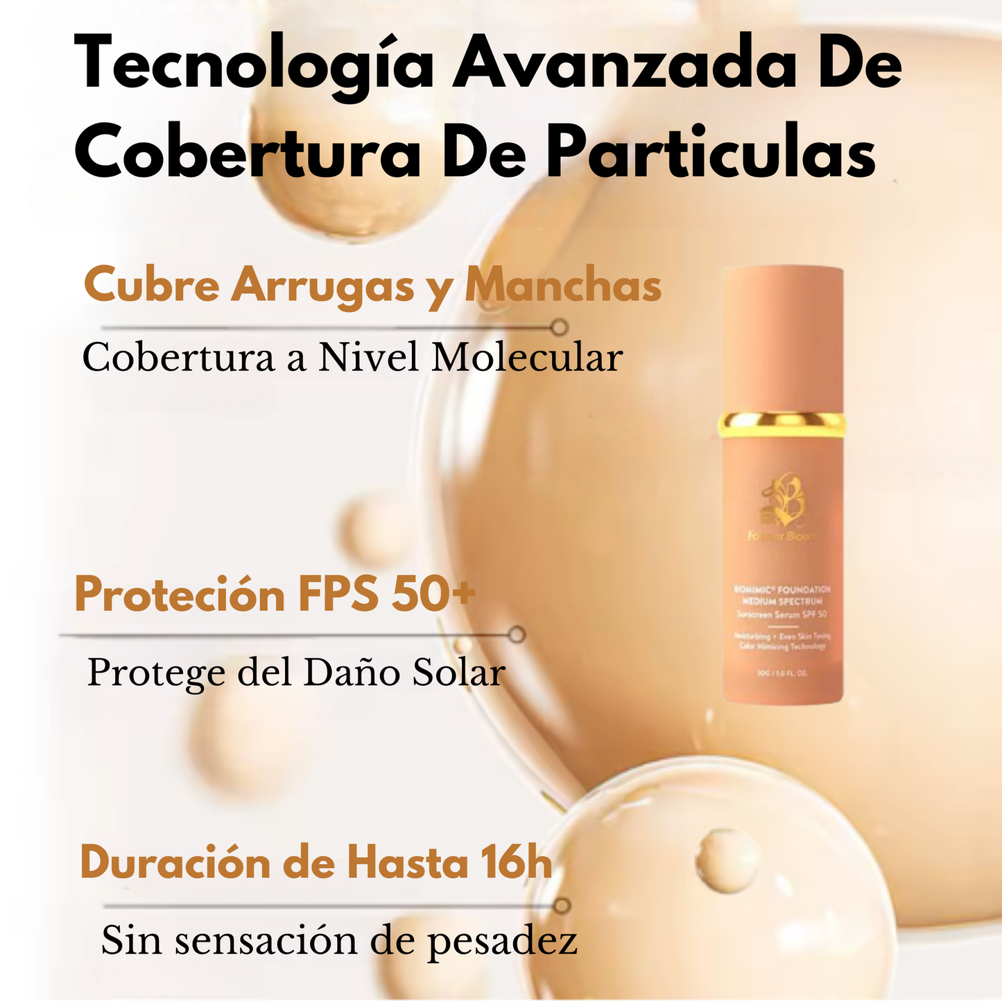 Base de Maquillaje AntiEdad con SPF 50 - Se Adapta a tu Tono de Piel